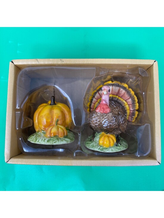 Blue Sky Clayworks Other - Blue Sky Clayworks THANKSGIVING "TURKEY-PUMPKIN"  SALT & PEPPER SHAKERS